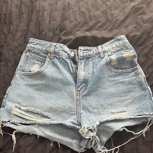 Princess Polly Blue Jean Shorts Distressed Cut-Offs